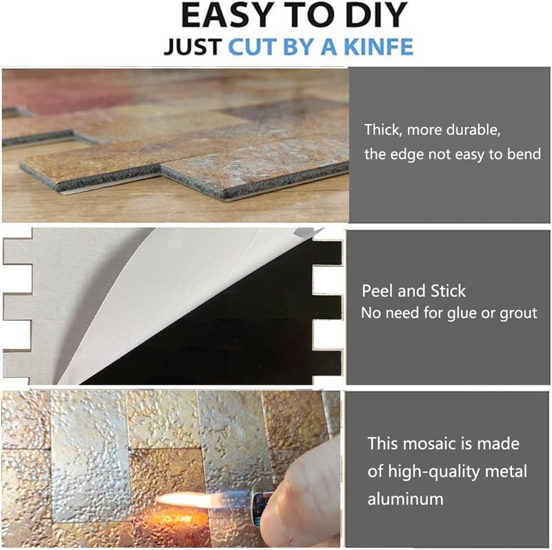 weimeisc 10-Sheet Peel and Stick Backsplash Tile for Kitchen, Self-Adhesive Backsplash Tile, Stick on Bathroom Vanities，Fireplace, Laundry Table (Printed Orange2) - Image 4